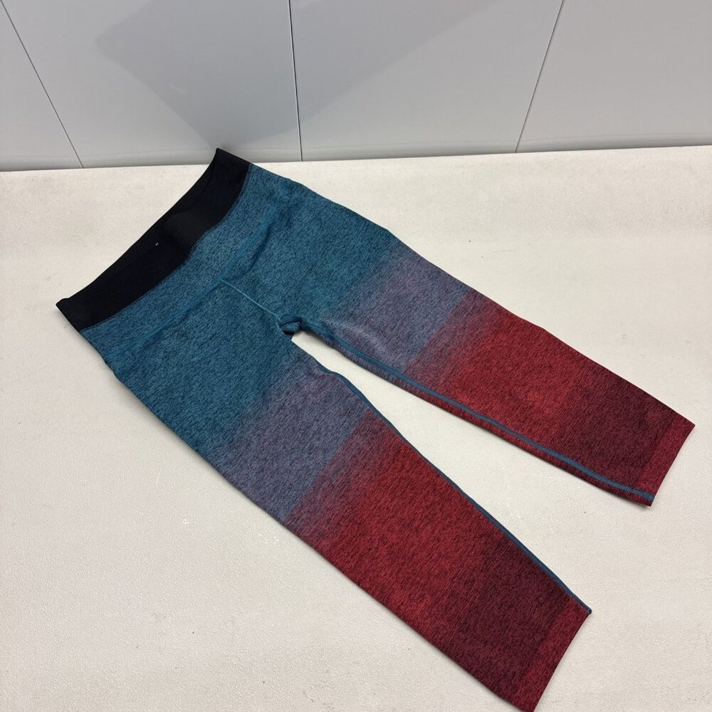 Athleta Leggings Womens S Blue Red Rely Capri High Waist Activewear Yoga Pants